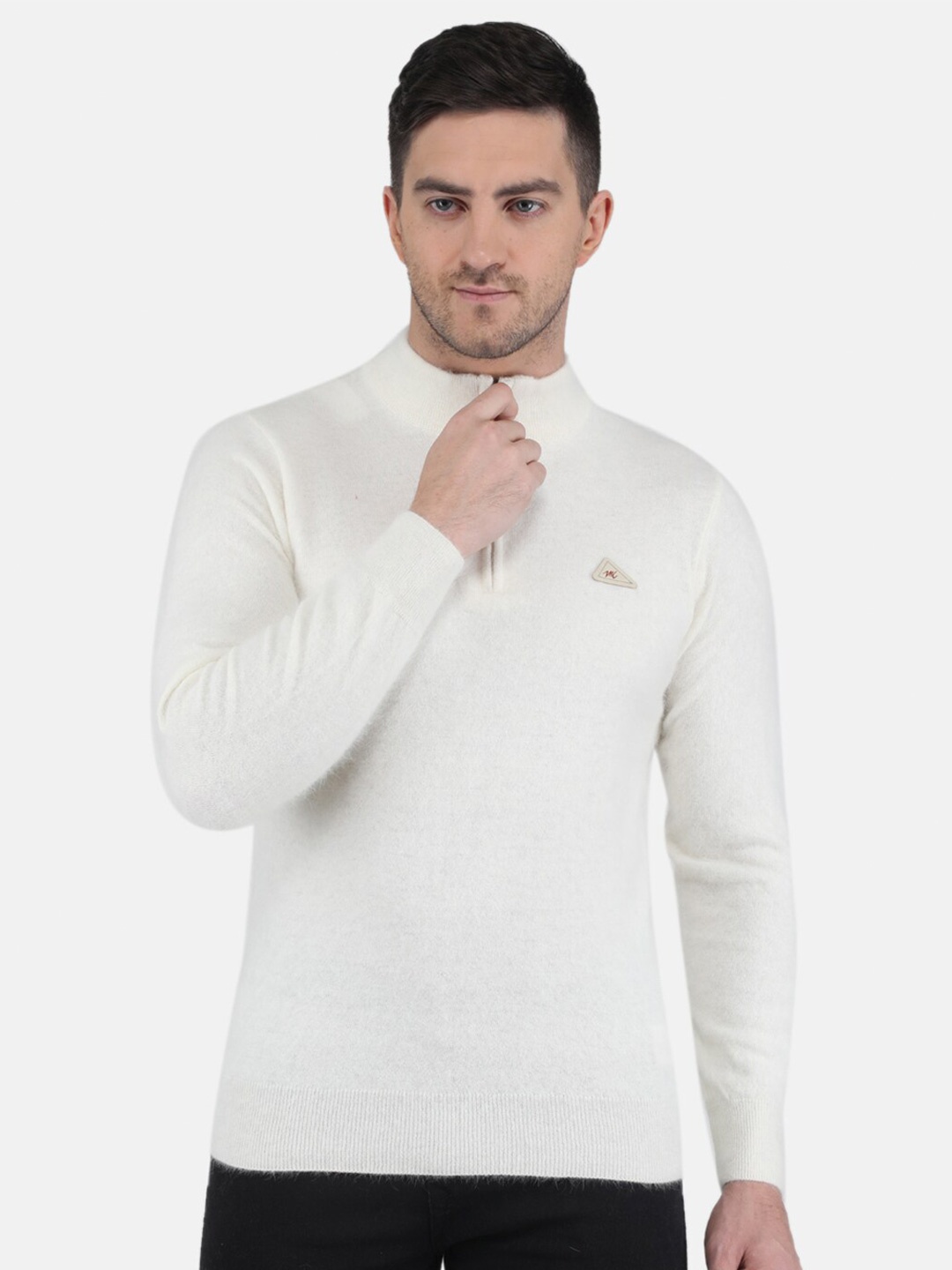 

Monte Carlo Woollen Pullover With Zip Detail Detail, White