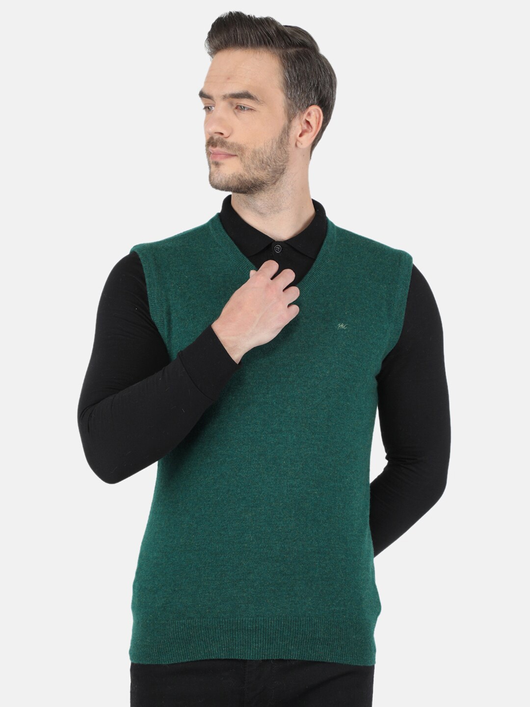 

Monte Carlo V-Neck Woollen Sweater Vest, Green