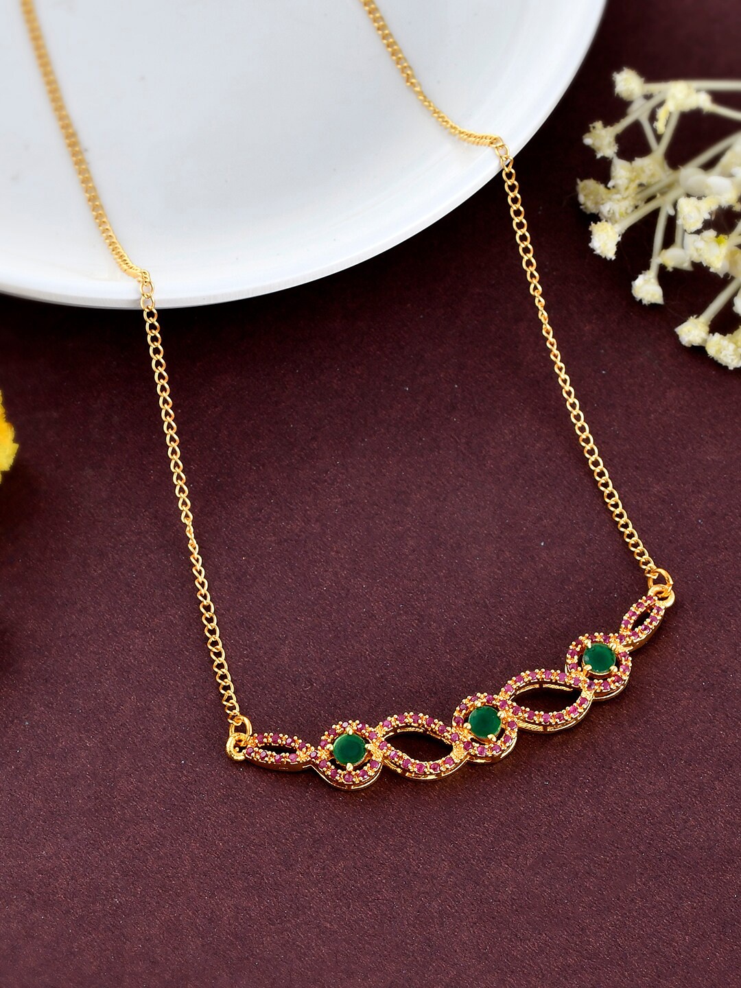 

Silvermerc Designs Gold-Plated Cubic Zirconia-Studded Chain