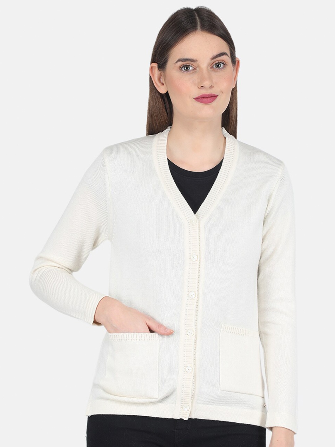 

Monte Carlo V-Neck Cardigan Sweater, White