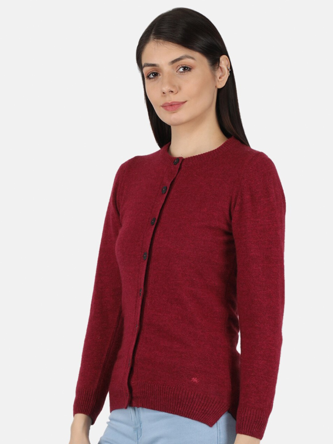

Monte Carlo Round Neck Woollen Cardigan, Red