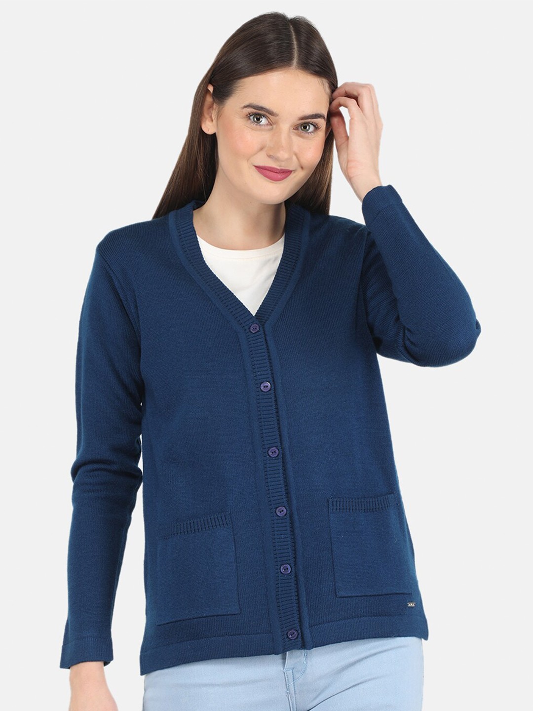 

Monte Carlo V-Neck Woollen Cardigan, Blue