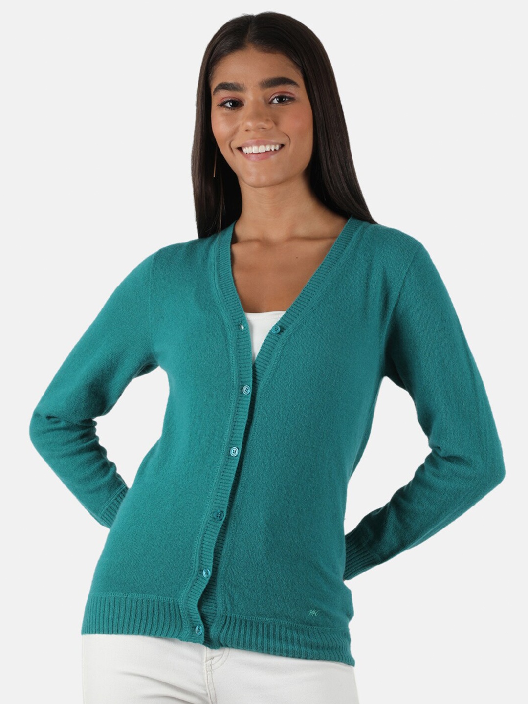 

Monte Carlo V-Neck Long Sleeves Woollen Cardigan, Sea green