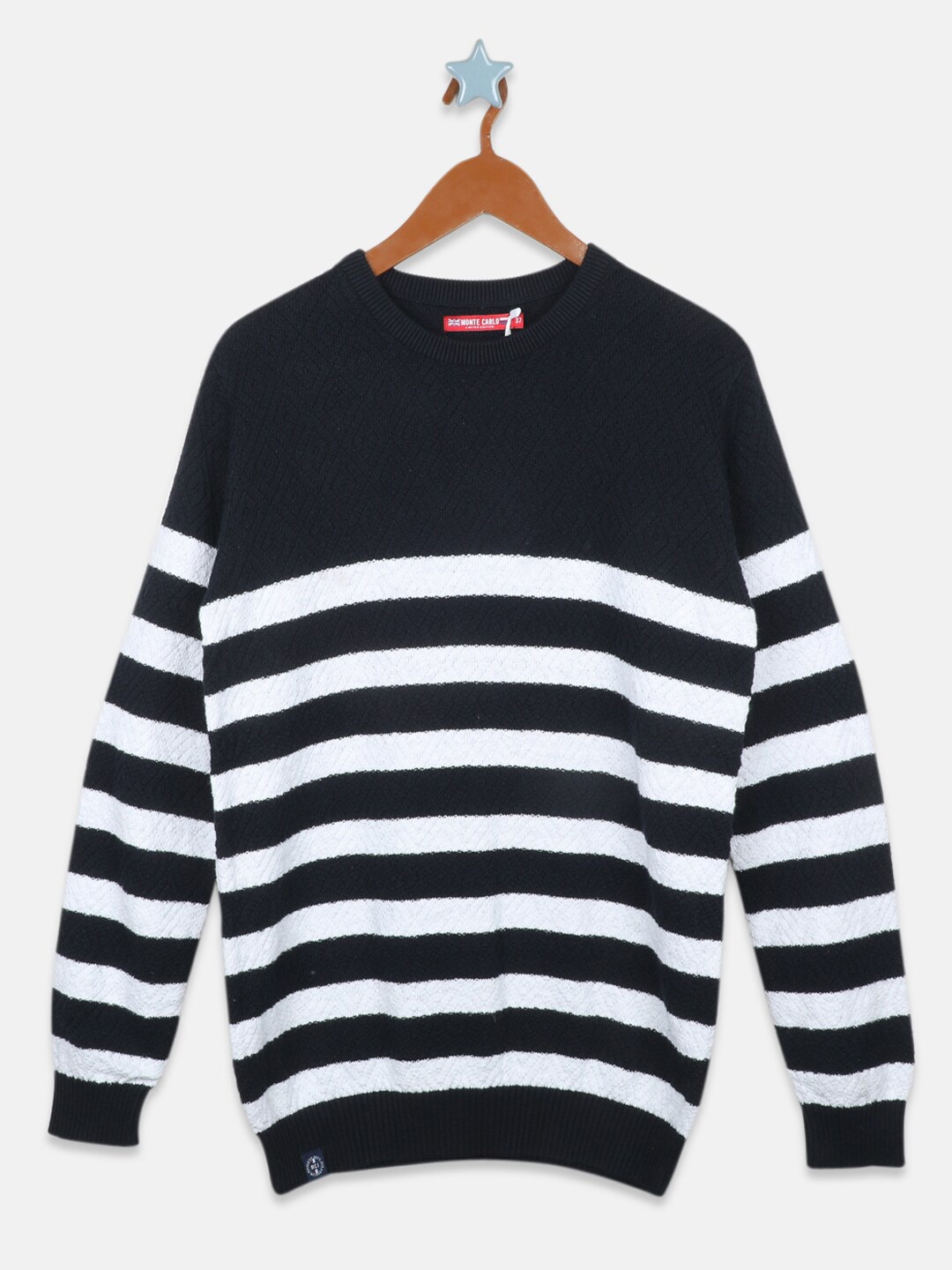 

Monte Carlo Boys Striped Pure Cotton Pullover Sweater, Navy blue