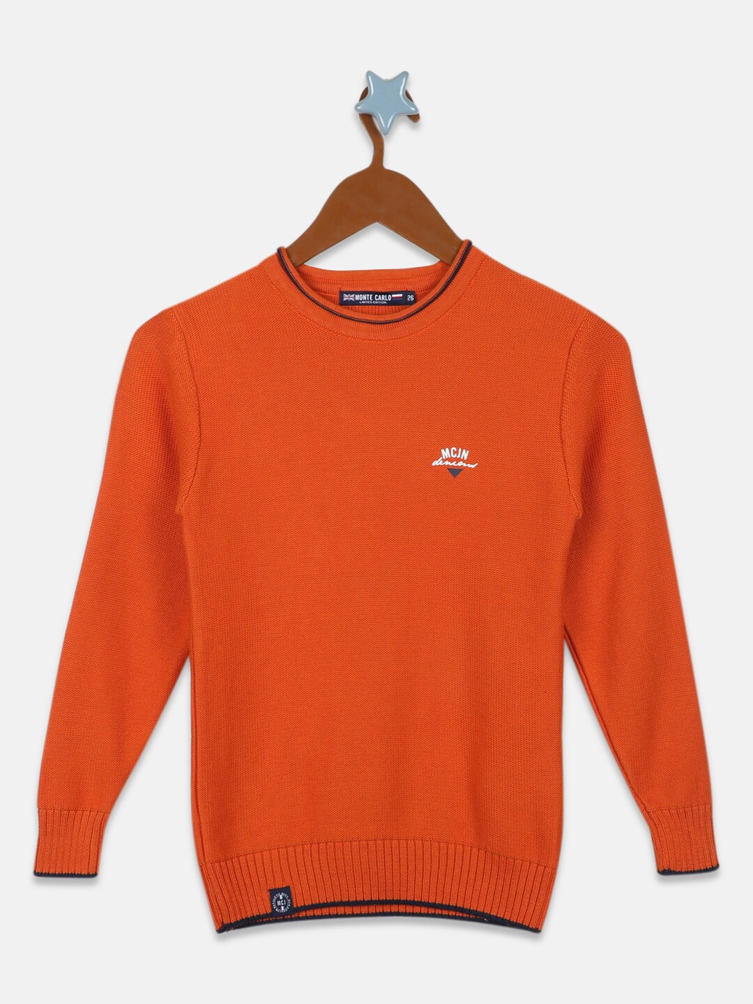 

Monte Carlo Boys Round Neck Pure Cotton Pullover, Orange
