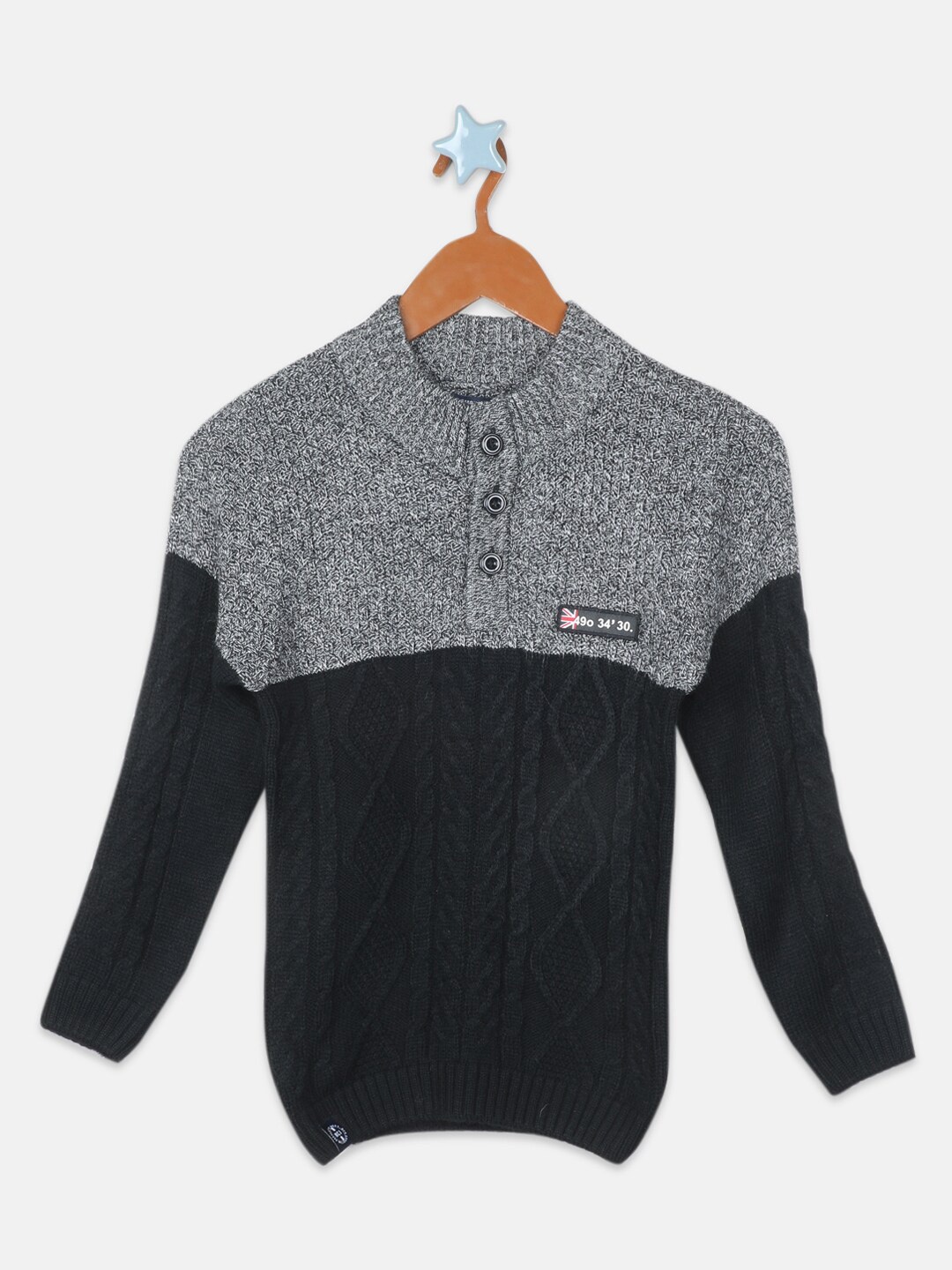 

Monte Carlo Boys Cable Knit Pullover, Black