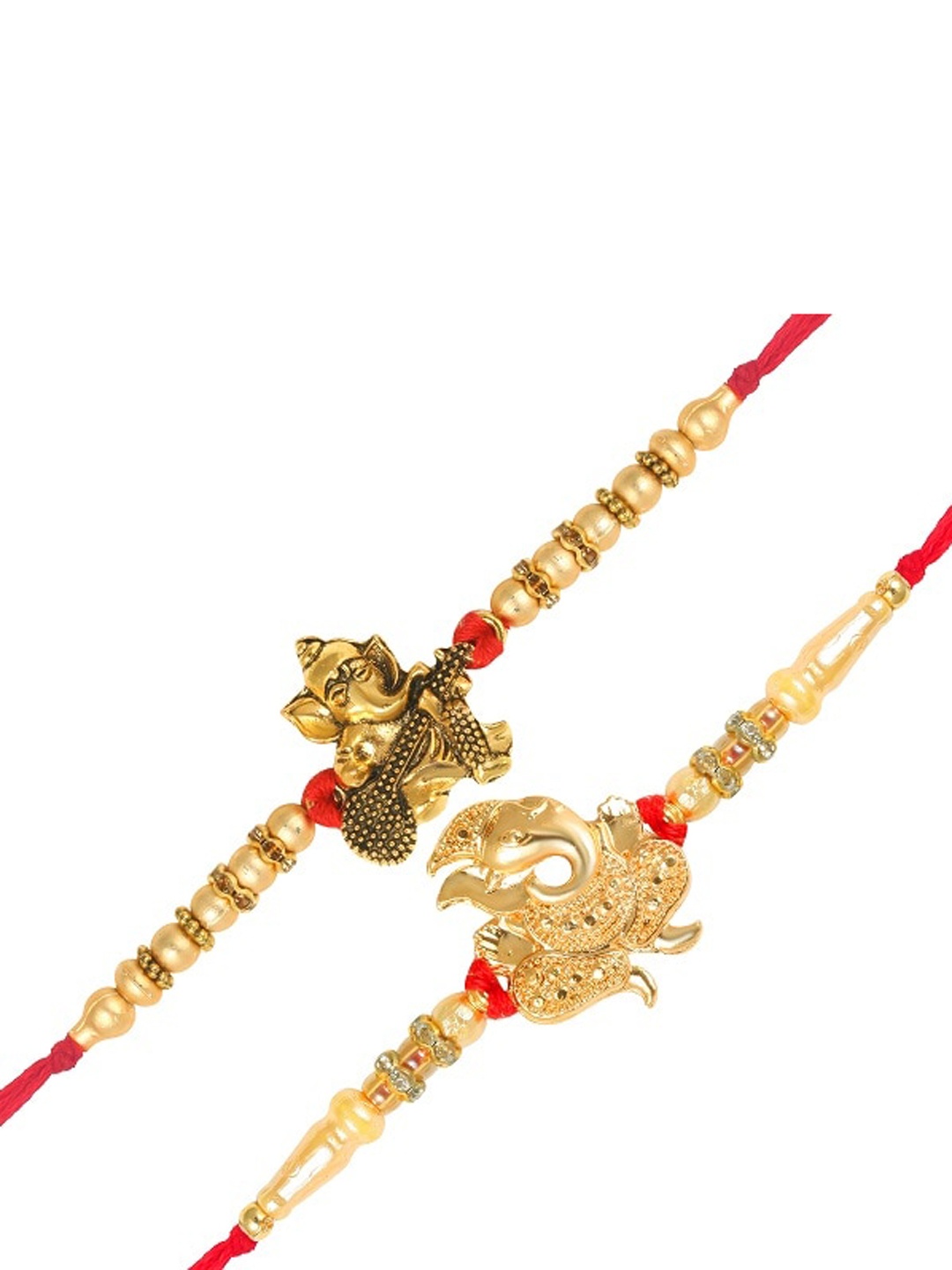 

Vighnaharta Men Set Of 2 Ganpati Thread Rakhi, Gold