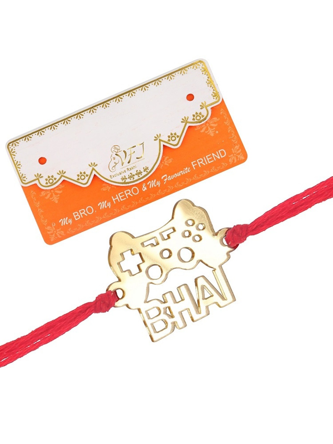 

Vighnaharta Set Of 2 Bhai Charm Thread Rakhis, Gold