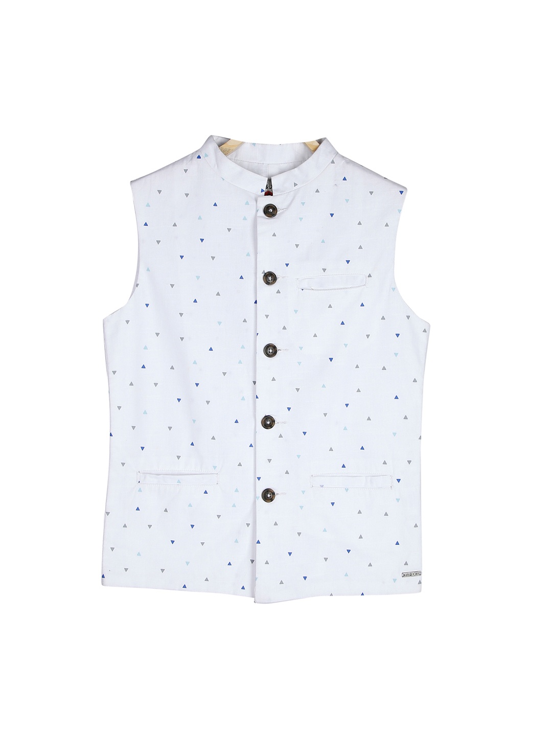 

Gini and Jony Boys White Printed Open Front Jacket