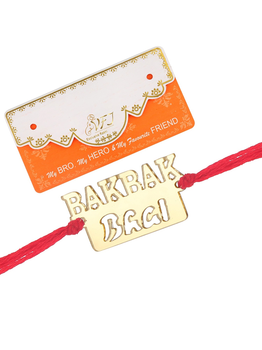 

Vighnaharta Set Of 2 Rakhis With Greeting Card & Roli Chawal, Gold