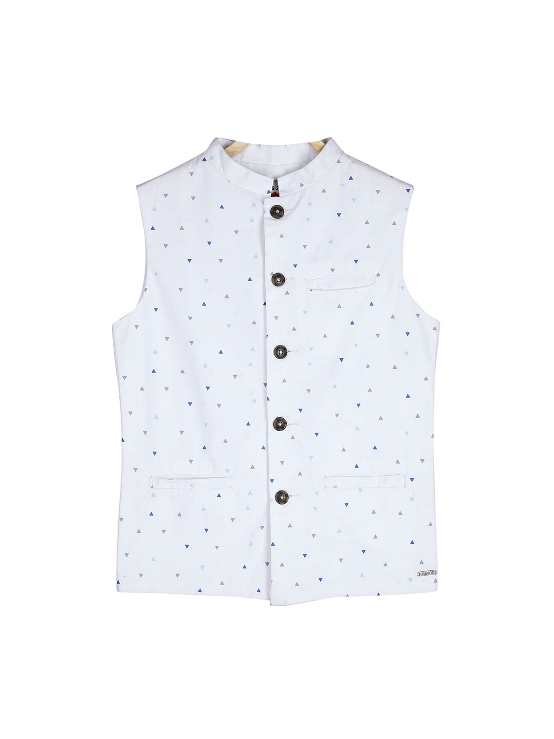 

Gini and Jony Boys White Printed Open Front Jacket