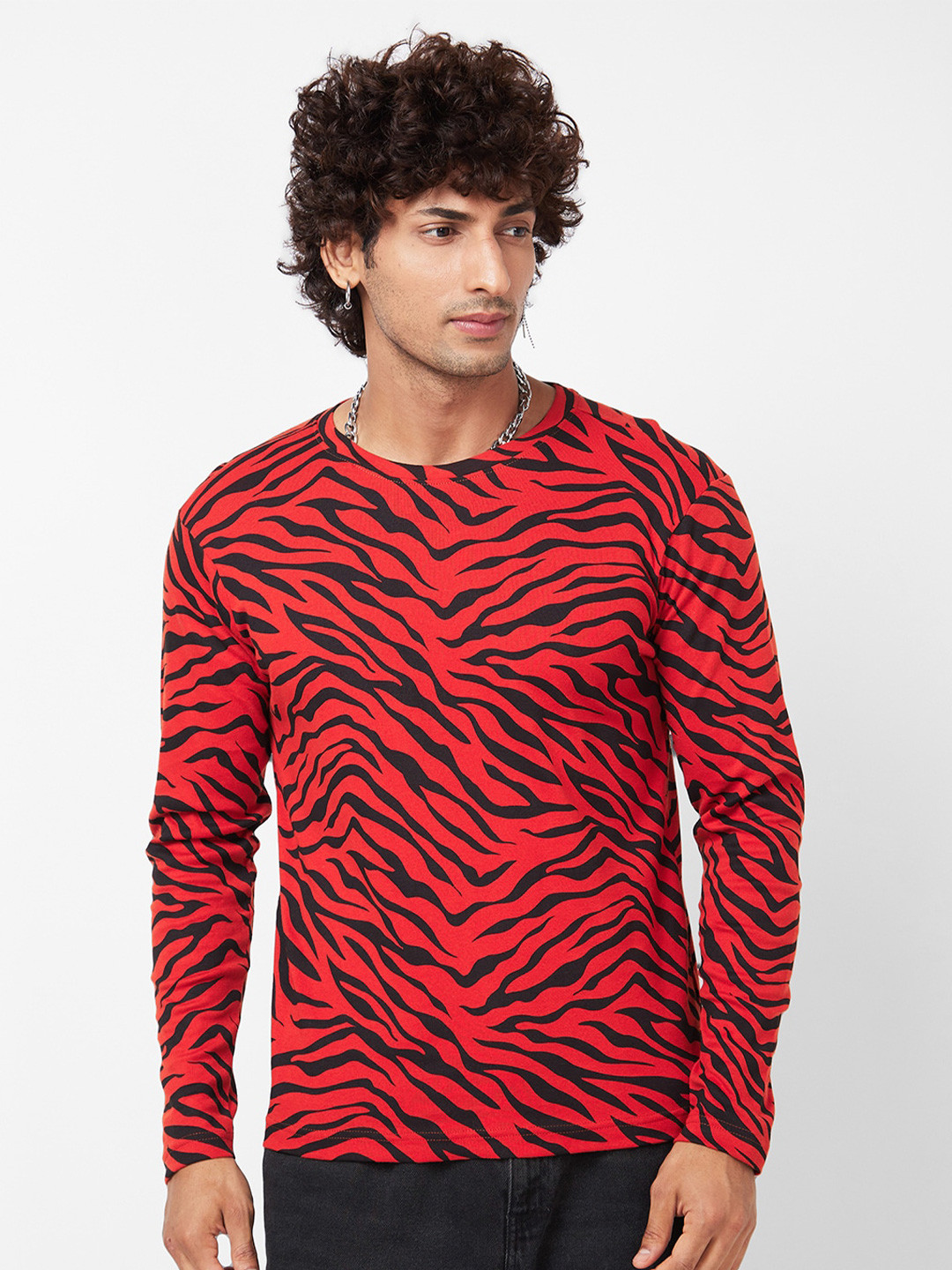 

VASTRADO Animal Printed Round Neck Cotton Casual T-Shirt, Red
