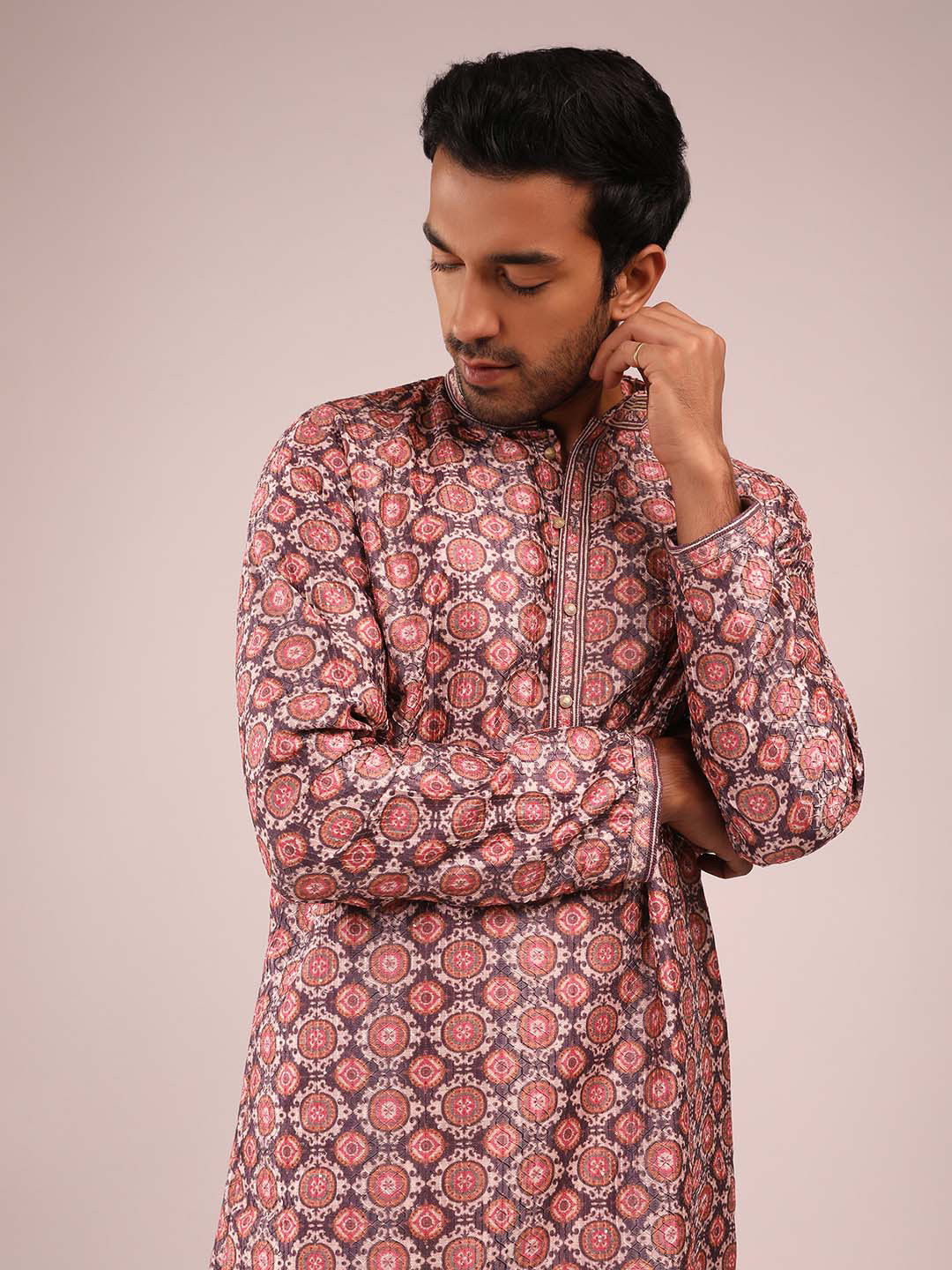 

KALKI Fashion Ethnic Motifs Printed Regular Kurta With Churidar, Purple
