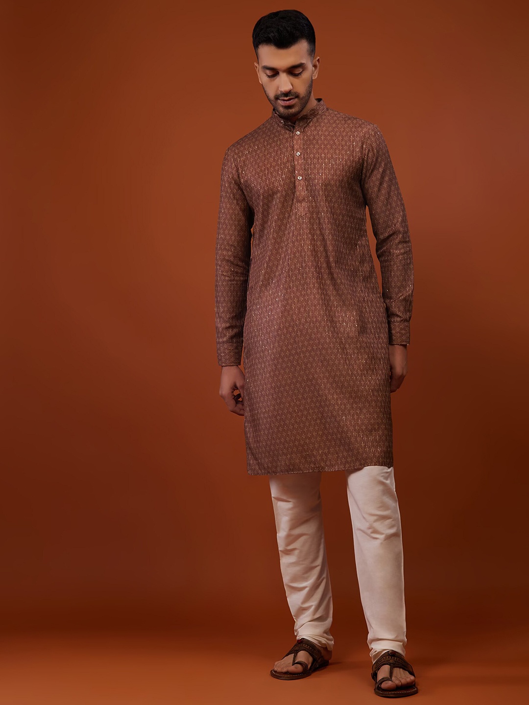 

KALKI Fashion Ethnic Motifs Embroidered Sequinned Kurta With Churidar, Red