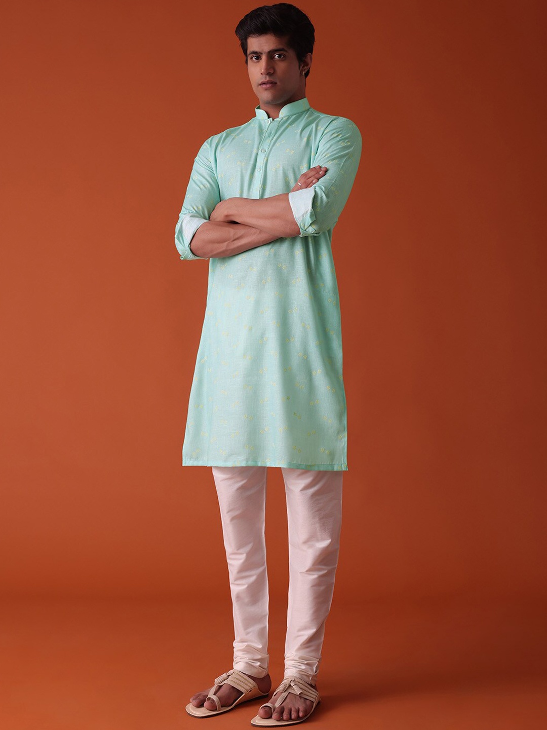 

KALKI Fashion Floral Printed Kurta With Churidar, Green