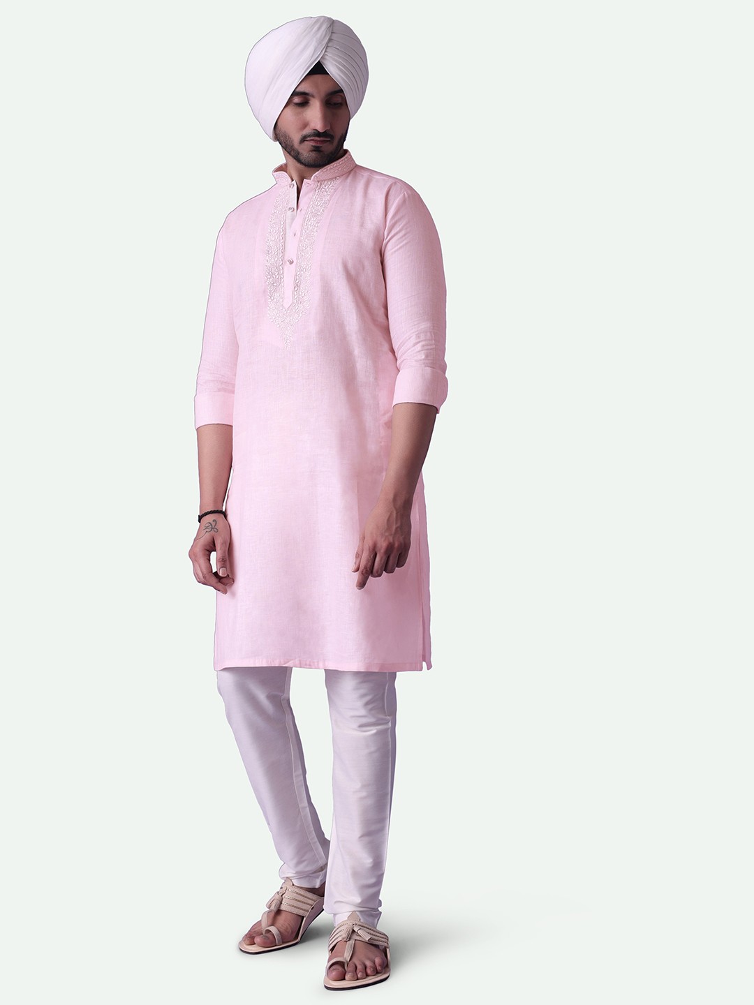 

KALKI Fashion Ethnic Motifs Embroidered Regular Thread Work Kurta With Churidar, Pink