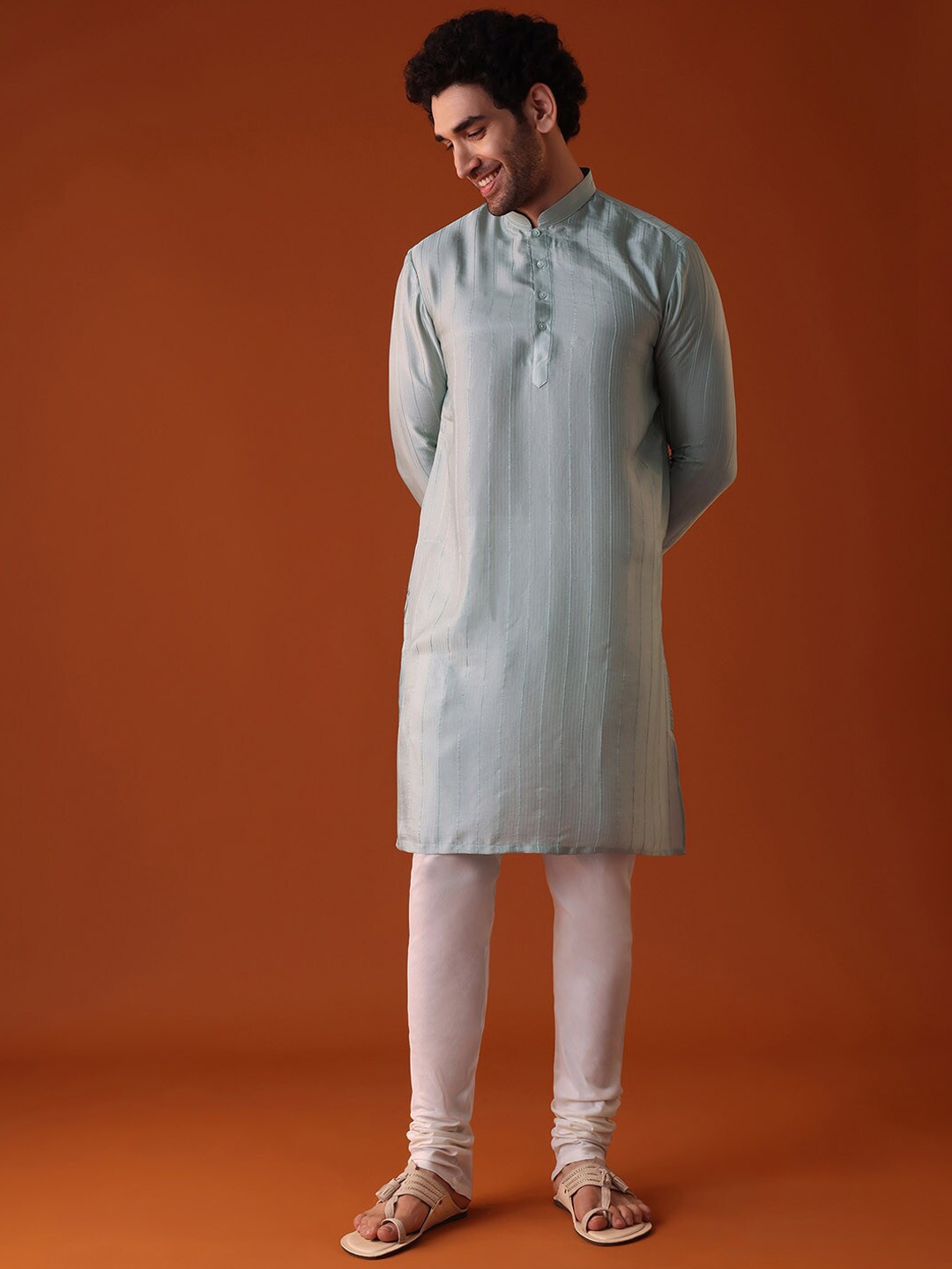 

KALKI Fashion Striped Kurta With Churidar, Blue