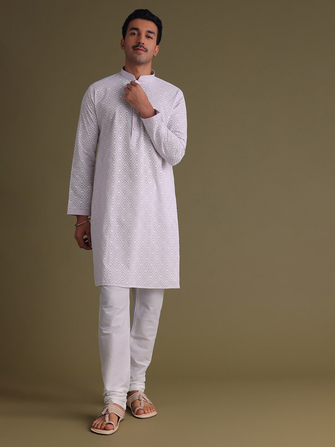 

KALKI Fashion Ethnic Motifs Embroidered Kurta With Churidar, Lavender