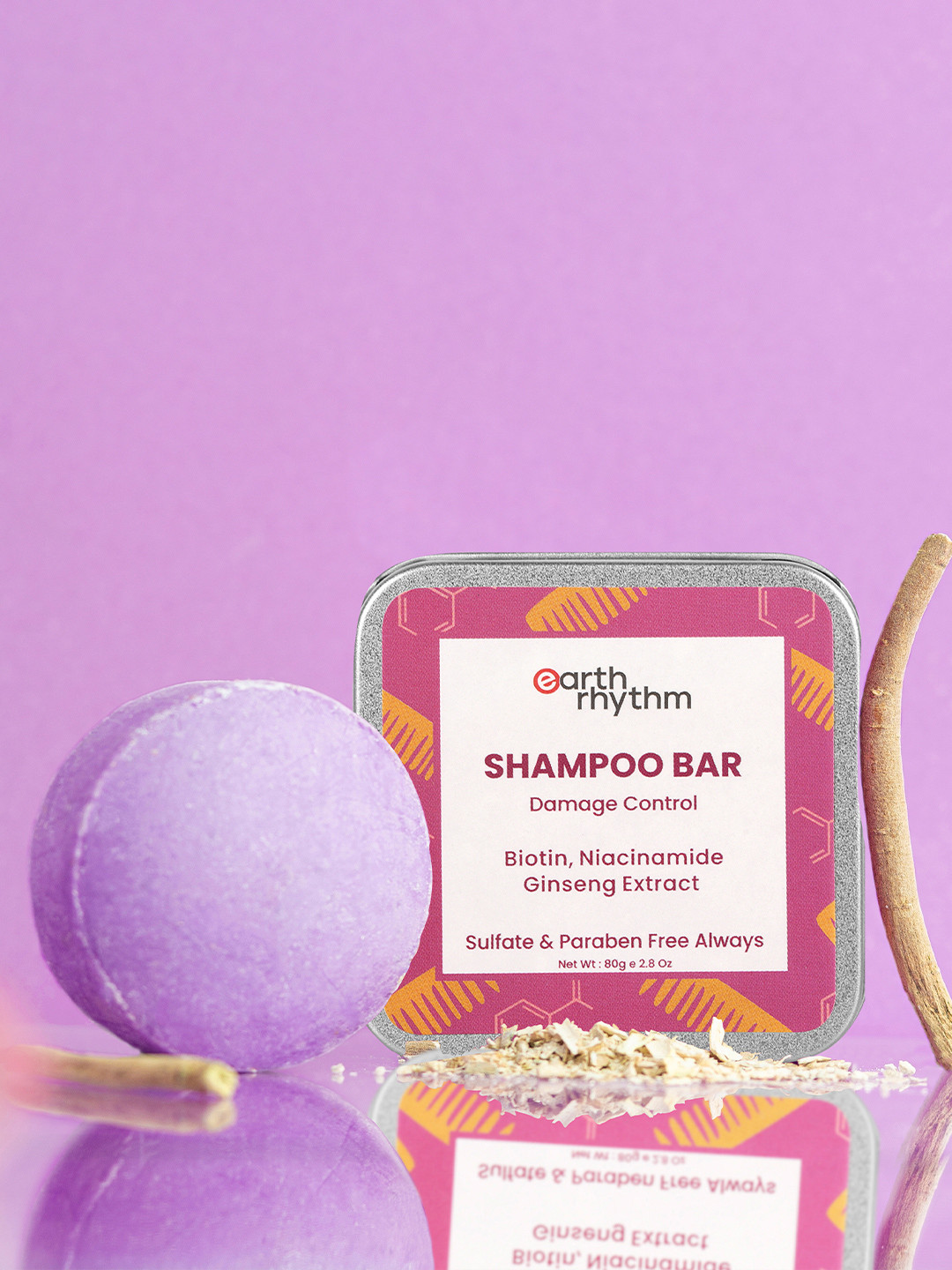

Earth Rhythm Biotin Niacinamide Ginseng Extract Shampoo Bar 80g, Pink