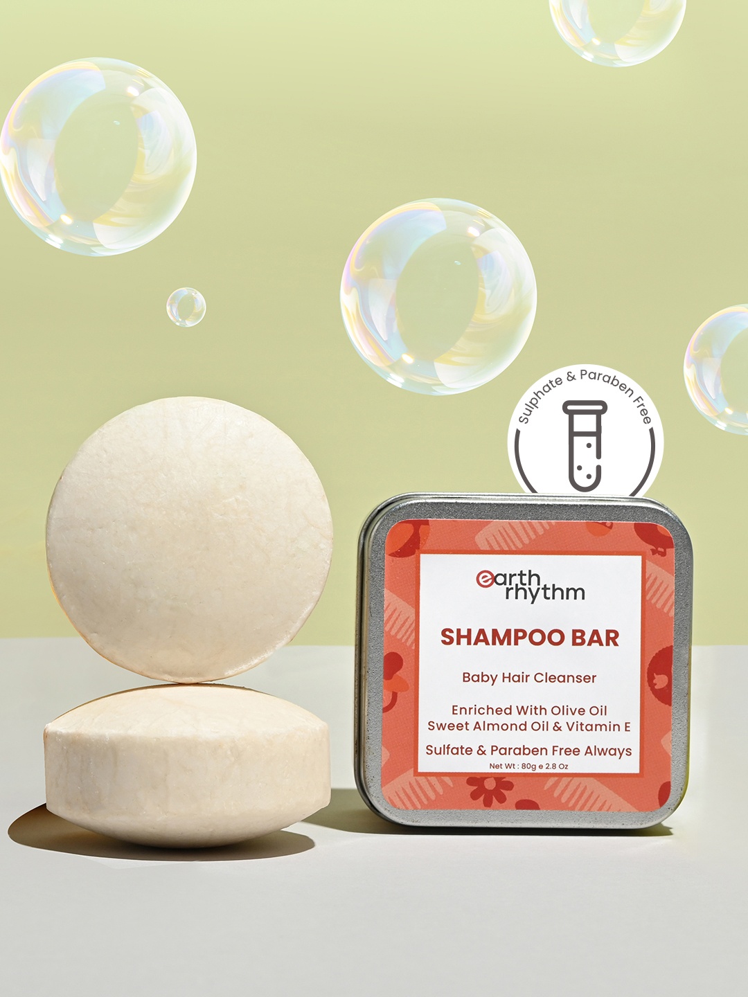 

Earth Rhythm Baby Shampoo Bar 80 g, White