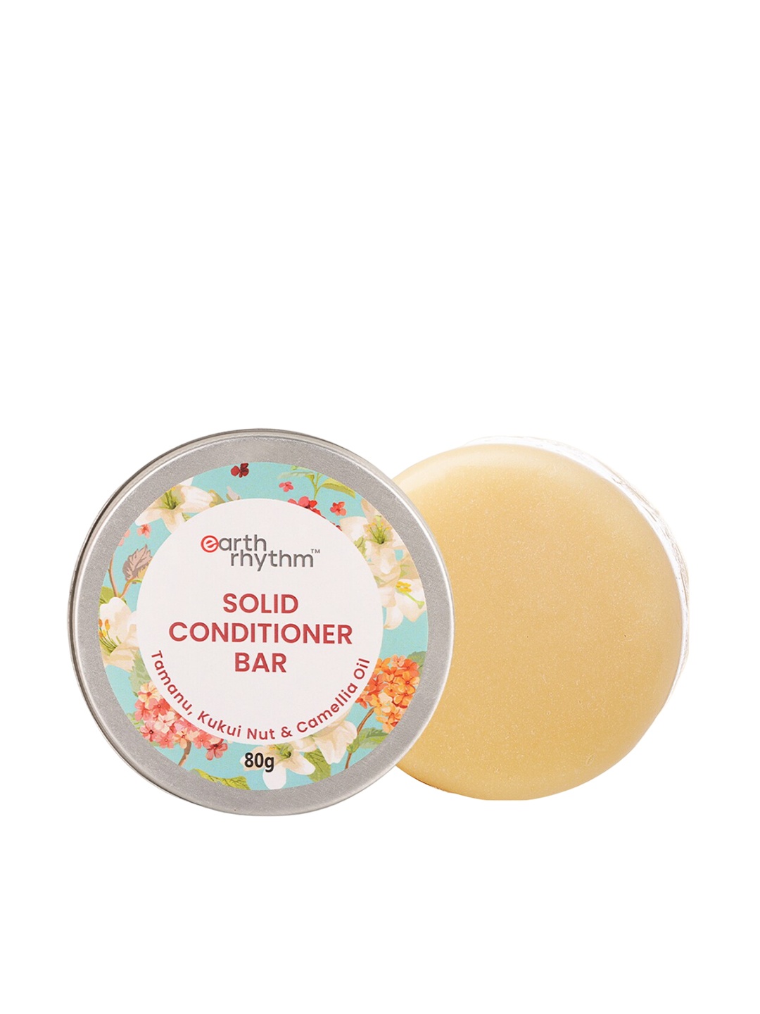 

Earth Rhythm Solid Conditioner Bar with Tamanu, Kukui Nut & Camellia Oil - Tin 80 g, White