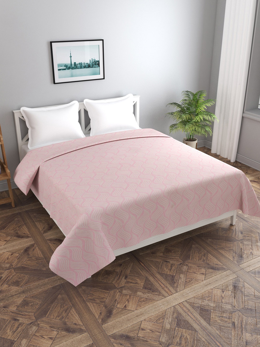 

MORADO Pink & White Abstract Printed Duvet Cover