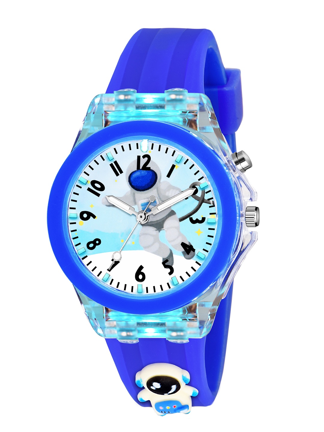 

SWADESI STUFF Girls Round Analogue Watch MULTI LIGHT ASTRONAUT, Blue