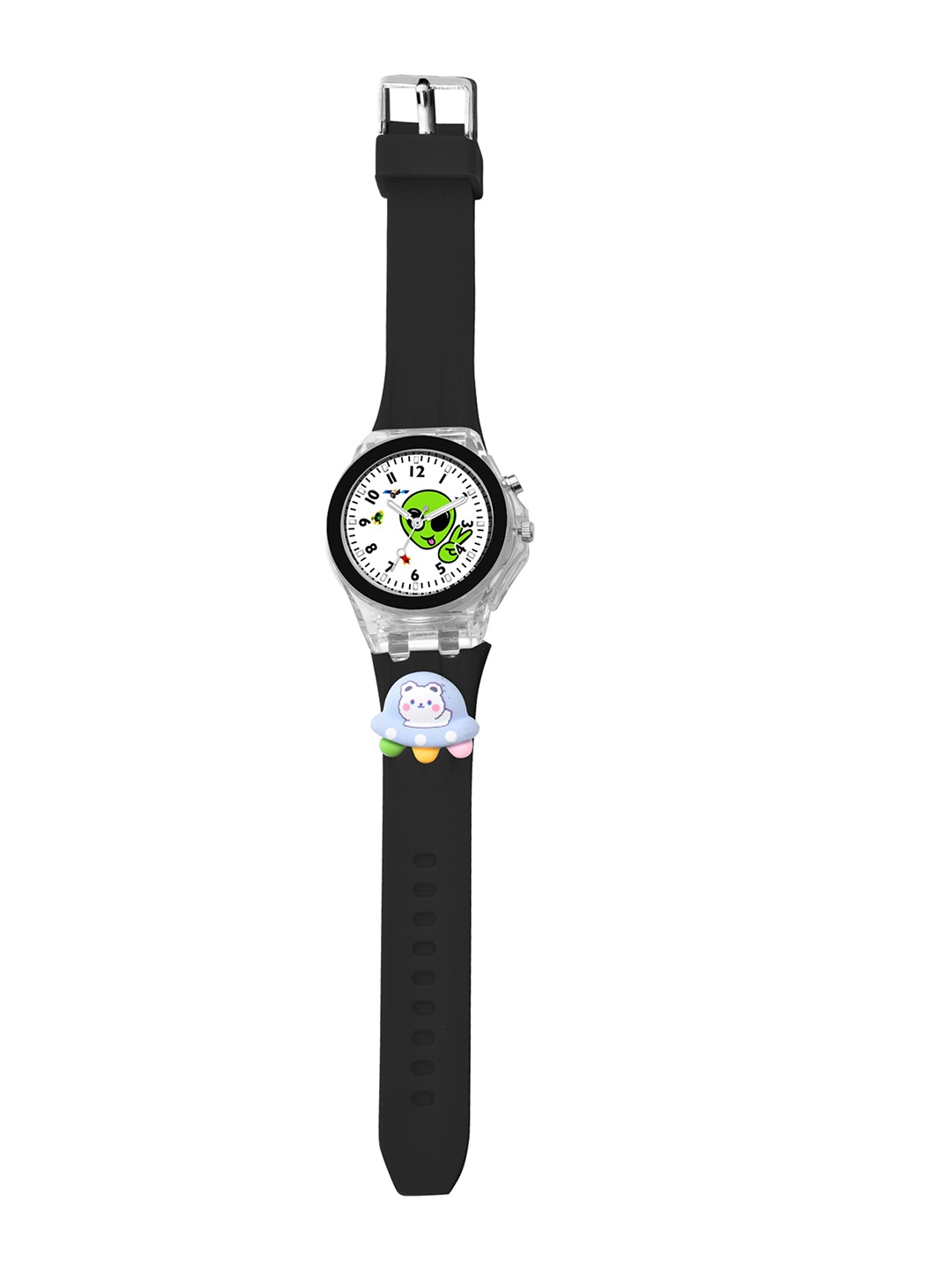 

SWADESI STUFF Girls Round Analogue Watch MULTI LIGHT BLACK ALIEN, White