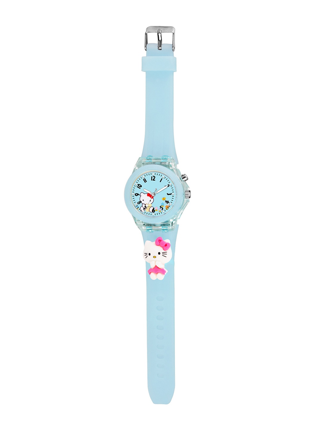 

SWADESI STUFF Girls Round Analogue Watch MULTI LIGHT SKY KITTY, Blue