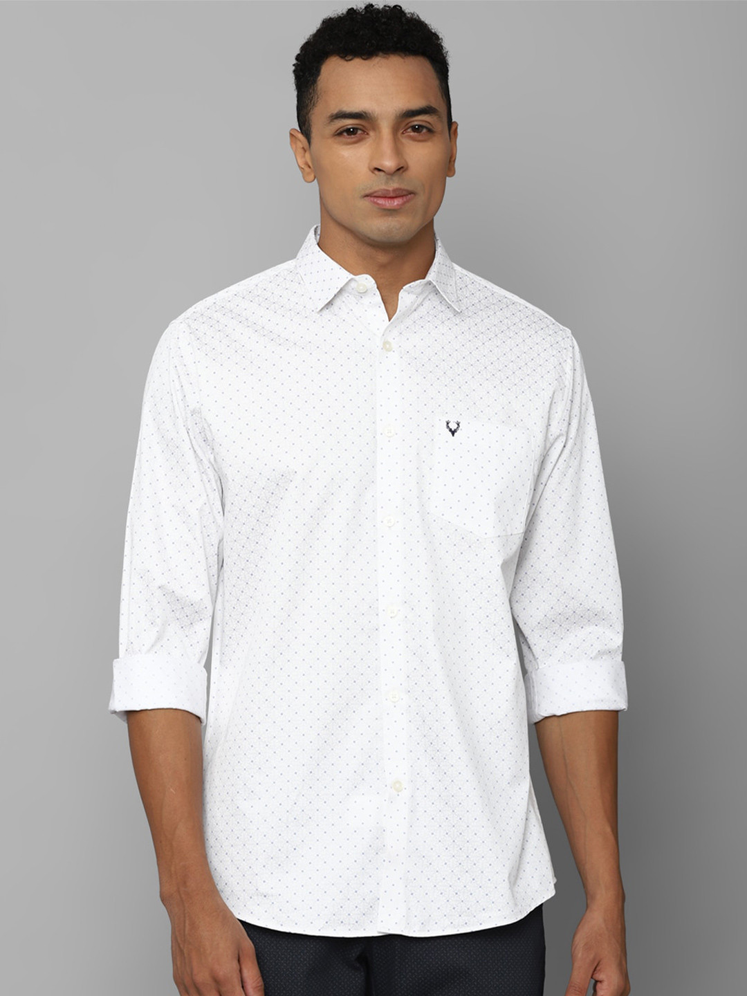 

Allen Solly Slim Fit Checked Spread Collar Opaque Cotton Casual Shirt, White