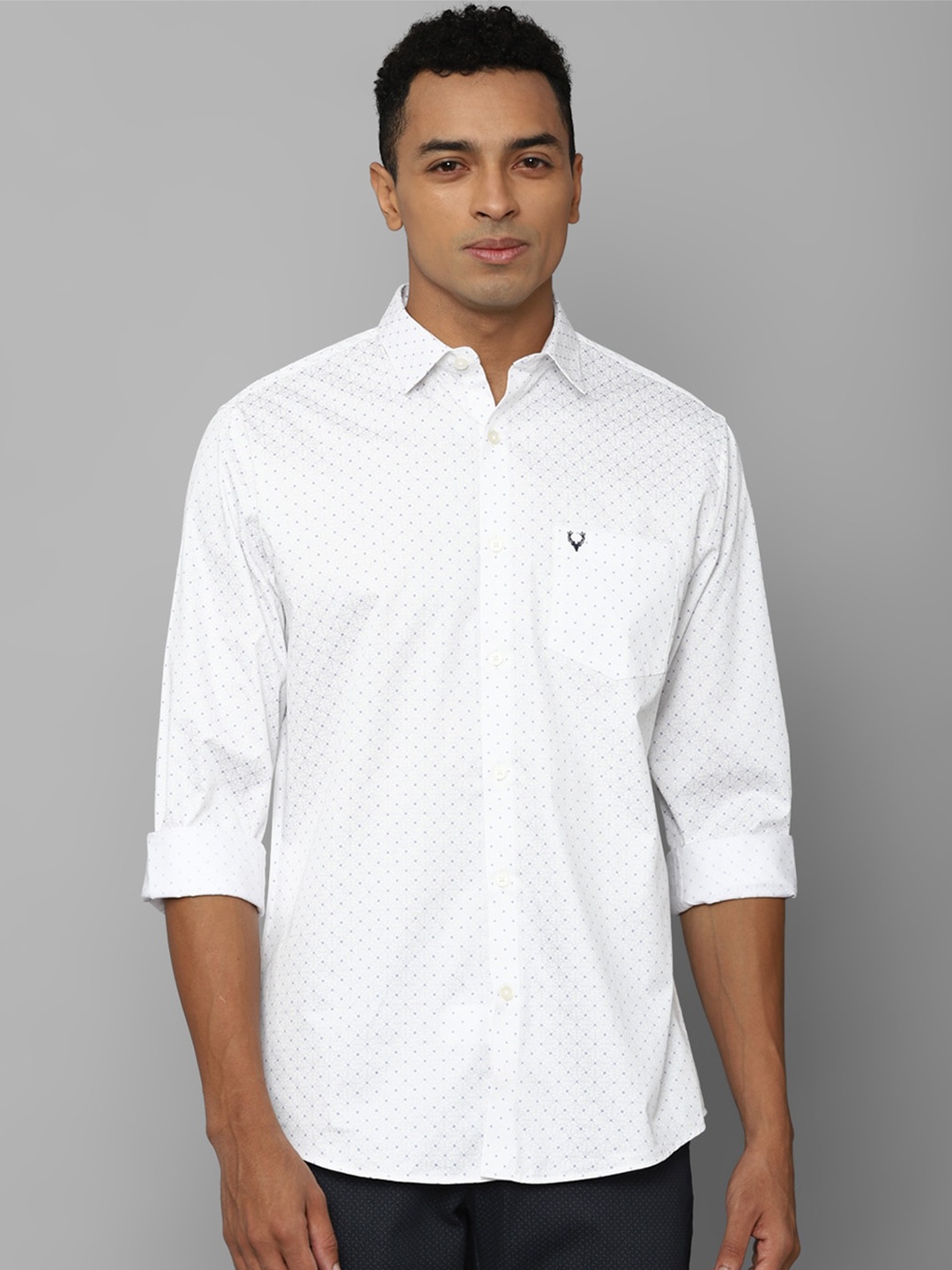 

Allen Solly Slim Fit Checked Spread Collar Opaque Cotton Casual Shirt, White