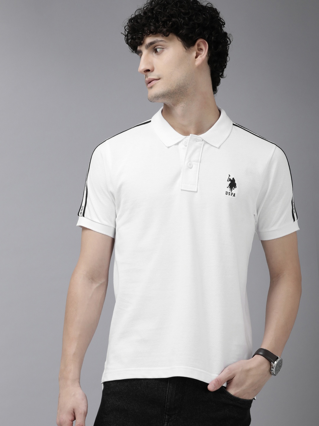 

U.S. Polo Assn. Pure Cotton Slim Fit Polo Collar Casual T-shirt, White