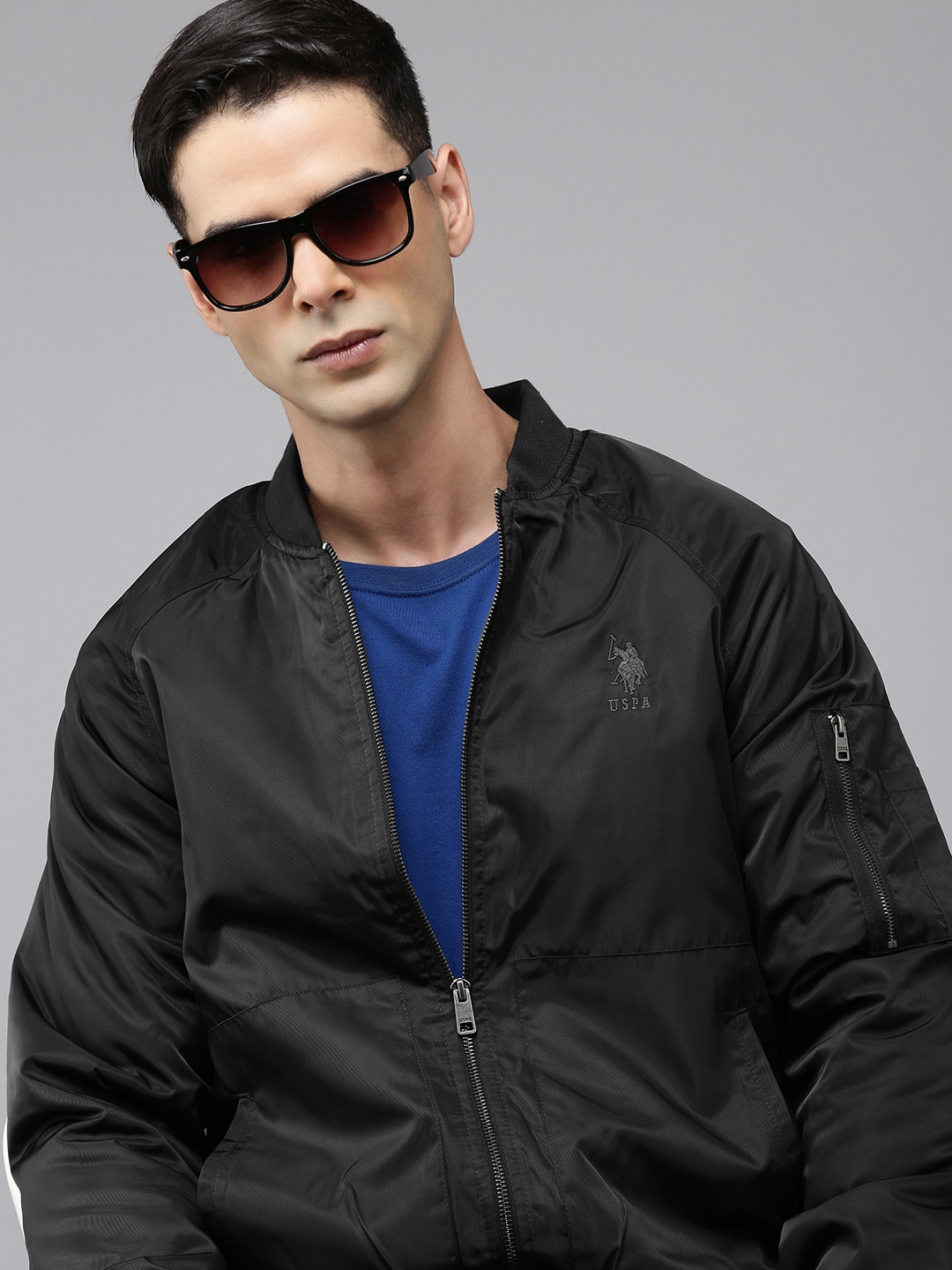 

U.S. Polo Assn. Solid Lightweight Bomber Jacket, Black