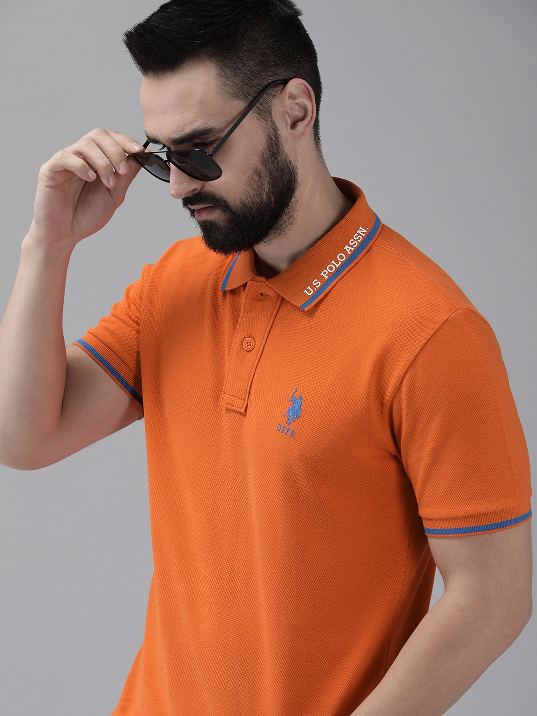 

U.S. Polo Assn. Pure Cotton Polo Collar Slim Fit Casual T-shirt, Orange