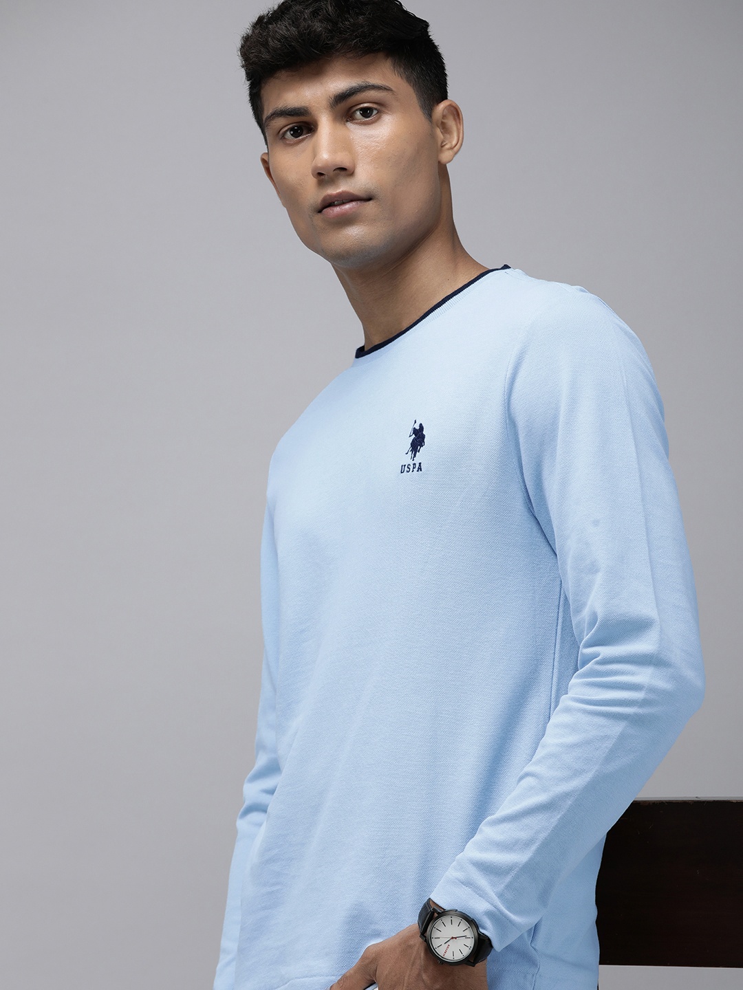 

U.S. Polo Assn. Men Pure Cotton Slim Fit T-shirt, Blue