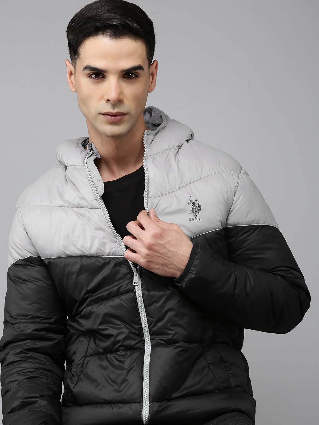 

U.S. Polo Assn. Colourblocked Padded Jacket, Grey