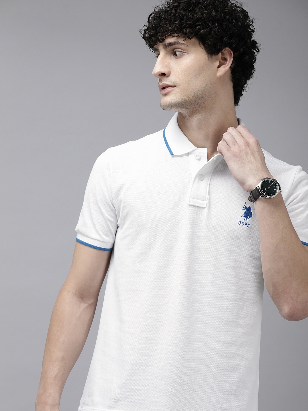 

U.S. Polo Assn. Polo Collar Pure Cotton Slim Fit T-shirt, White