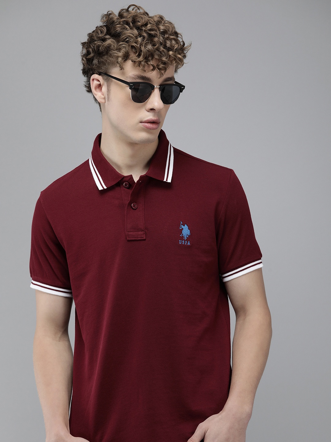 

U.S. Polo Assn. Polo Collar Pure Cotton Slim Fit T-shirt, Maroon