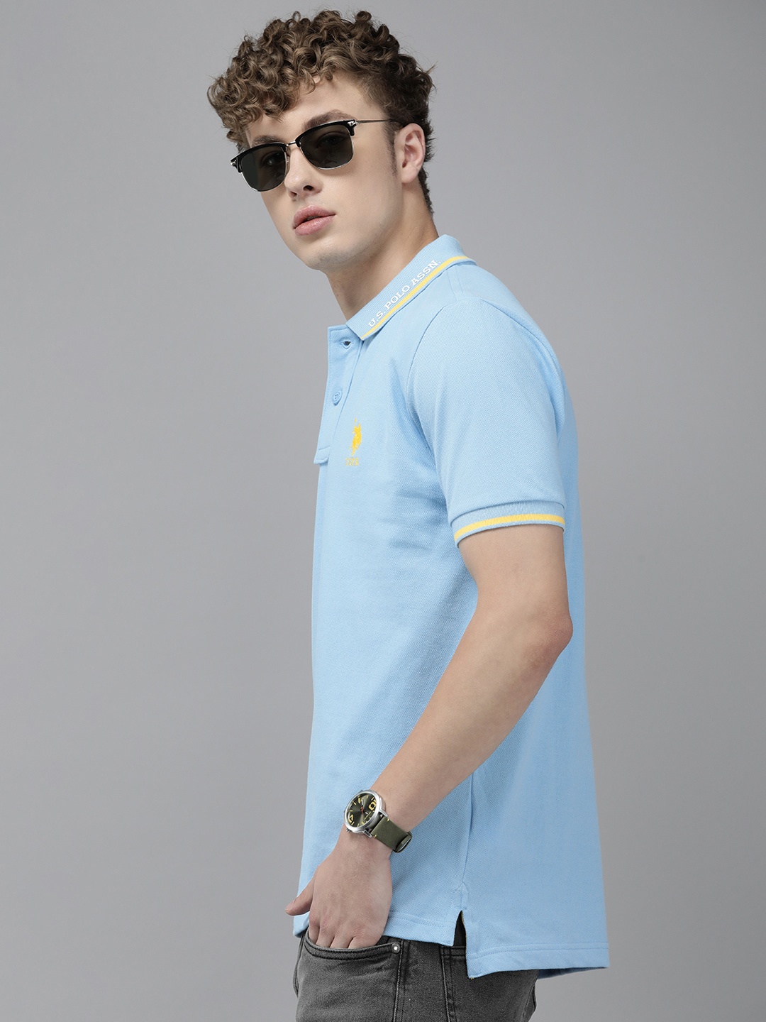 

U.S. Polo Assn. Polo Collar Pure Cotton Slim Fit T-shirt, Blue