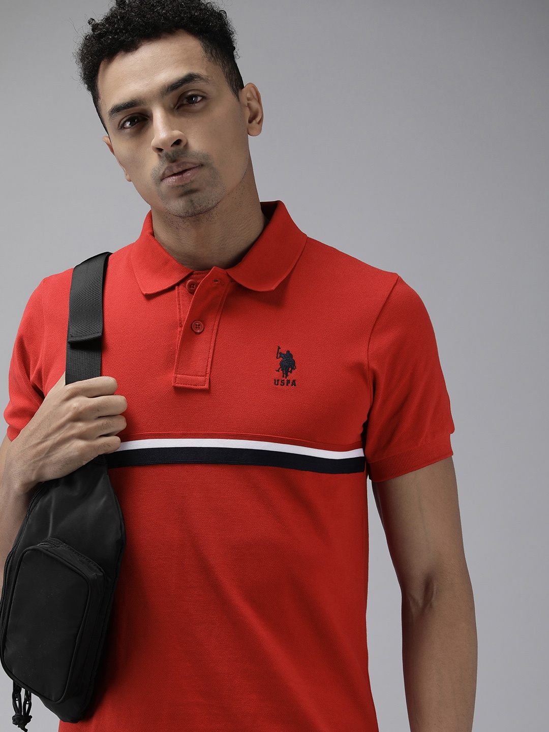 

U.S. Polo Assn. Pure Cotton Polo Collar Slim Fit Casual T-shirt, Red