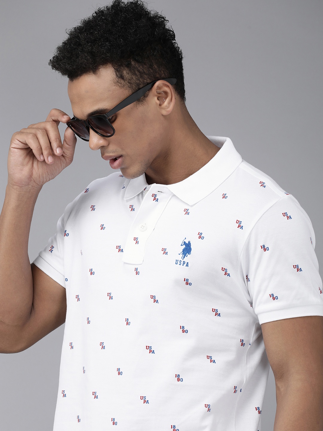 

U.S. Polo Assn. Brand Logo Printed Polo Collar Pure Cotton Slim Fit T-shirt, White