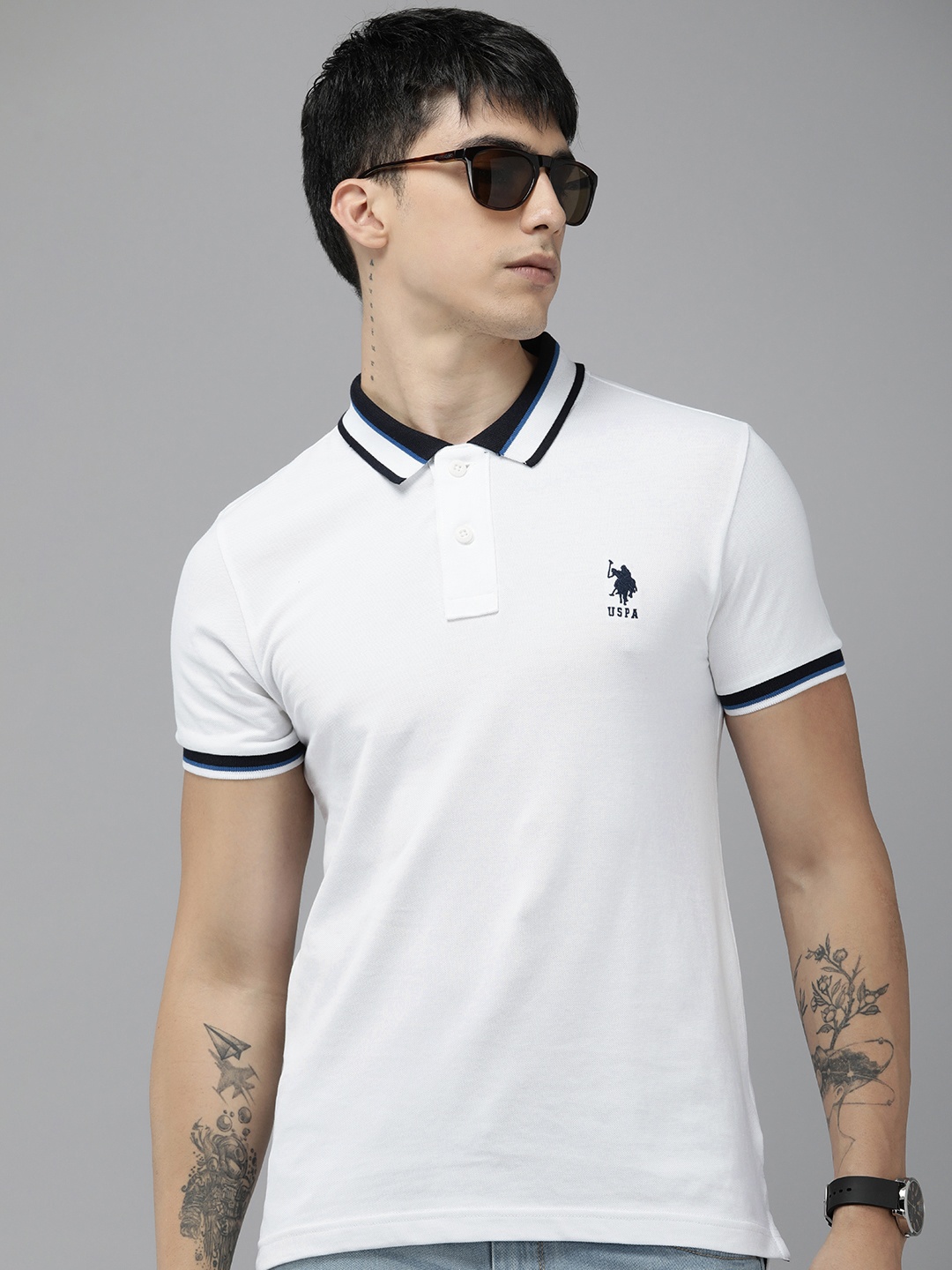 

U.S. Polo Assn. Polo Collar Pure Cotton Slim Fit T-shirt, White