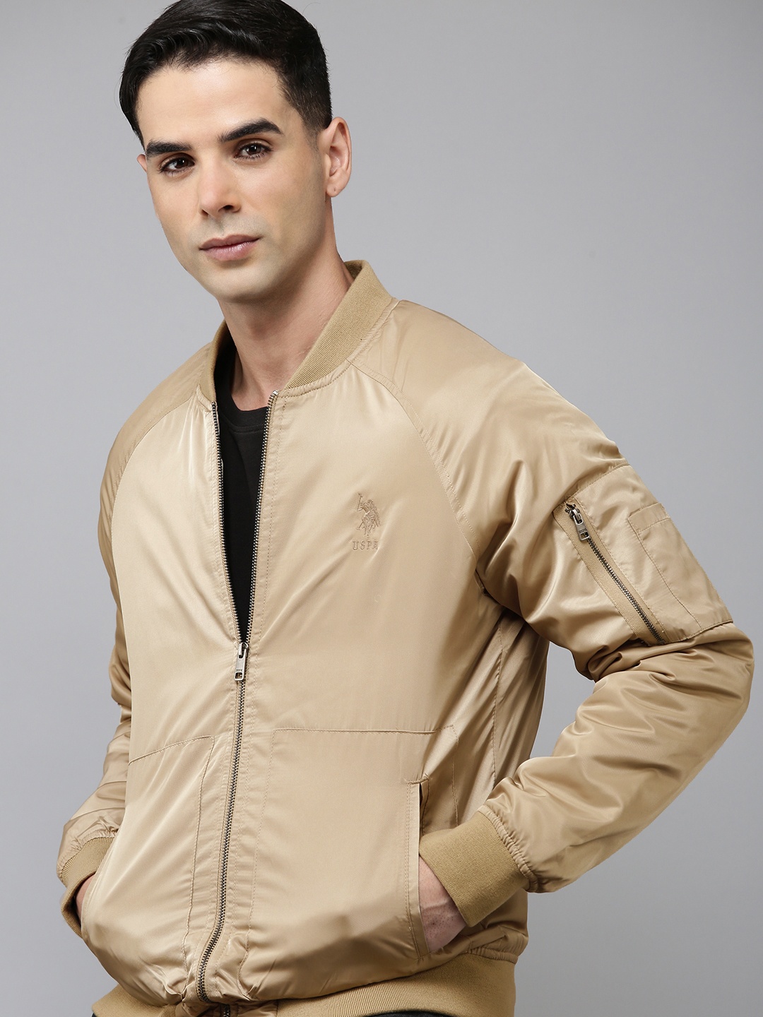 

U.S. Polo Assn. Solid Bomber Jacket, Beige