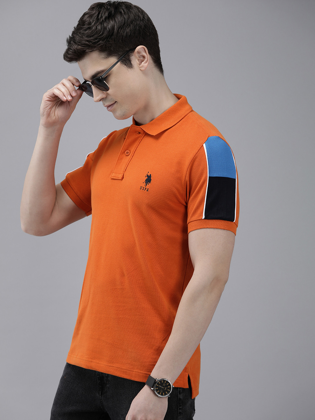 

U.S. Polo Assn. Pure Cotton Slim Fit Polo Collar Casual T-shirt, Orange