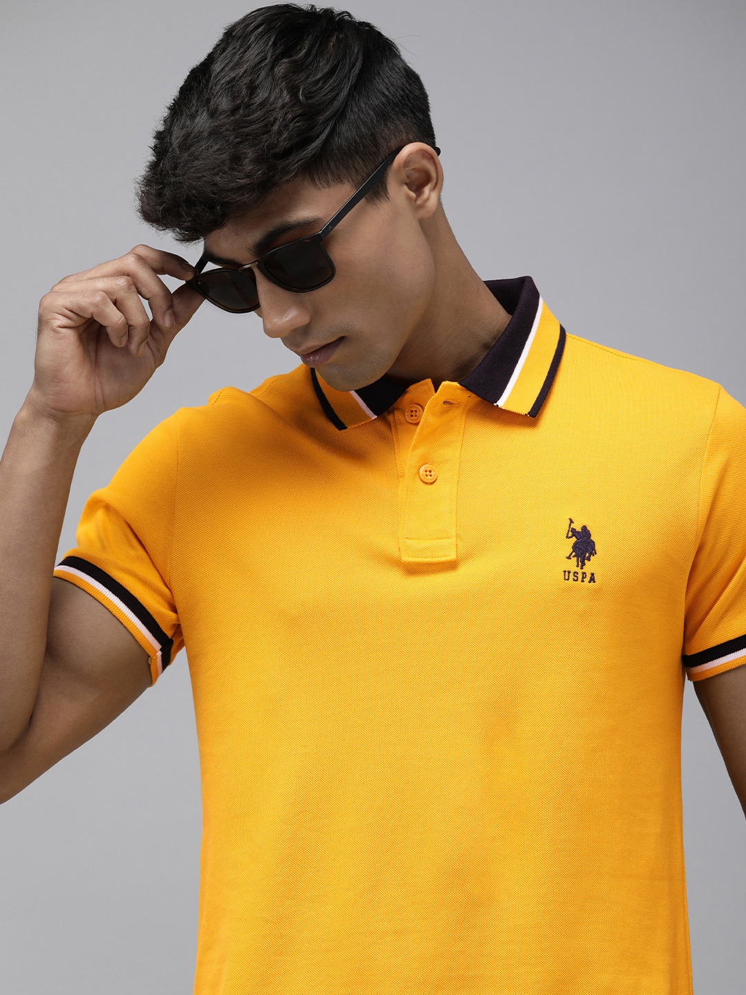 

U.S. Polo Assn. Pure Cotton Slim Fit Polo Collar Casual T-shirt, Yellow