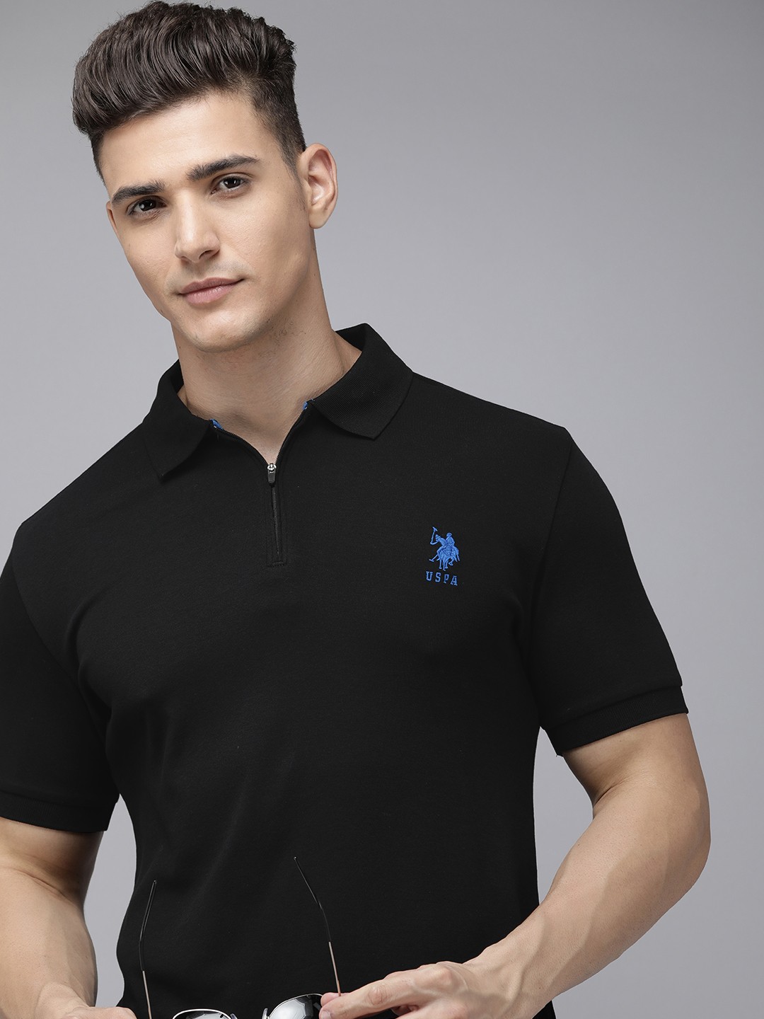 

U.S. Polo Assn. Polo Collar Pure Cotton Slim Fit T-shirt, Black