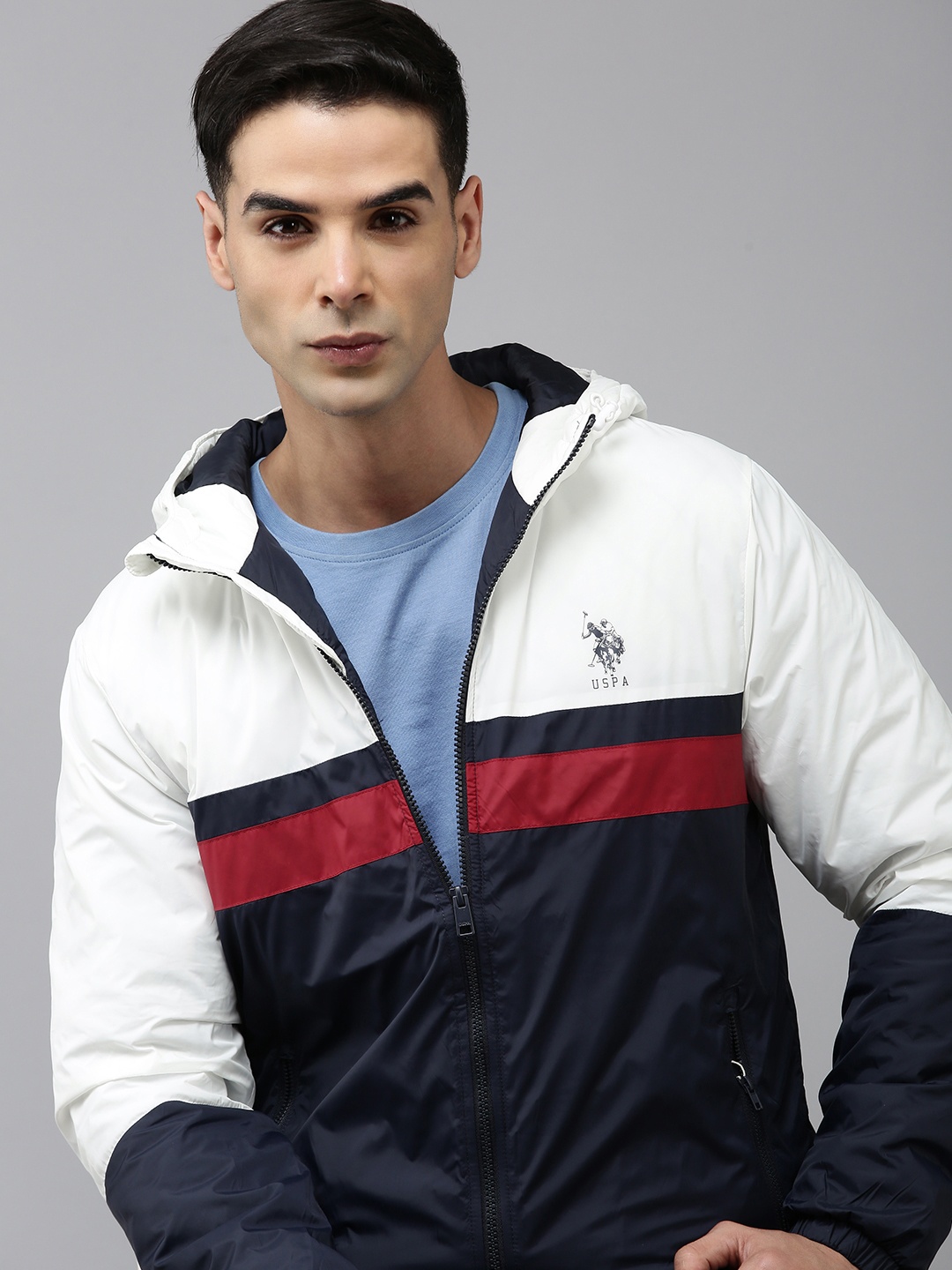 

U.S. Polo Assn. Colourblocked Bomber Jacket, Navy blue