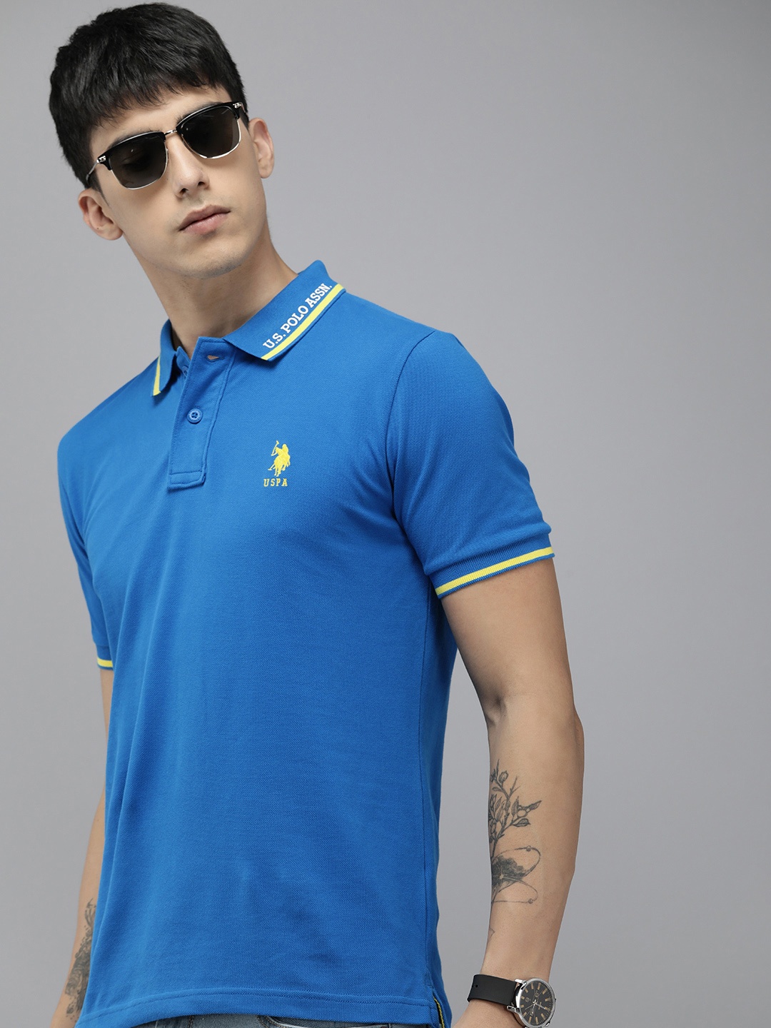 

U.S. Polo Assn. Polo Collar Pure Cotton Slim Fit T-shirt, Blue