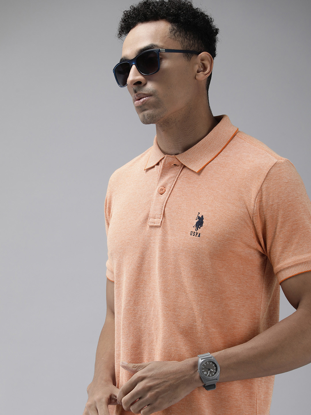 

U.S. Polo Assn. Pure Cotton Polo Collar Slim Fit Casual T-shirt, Rust
