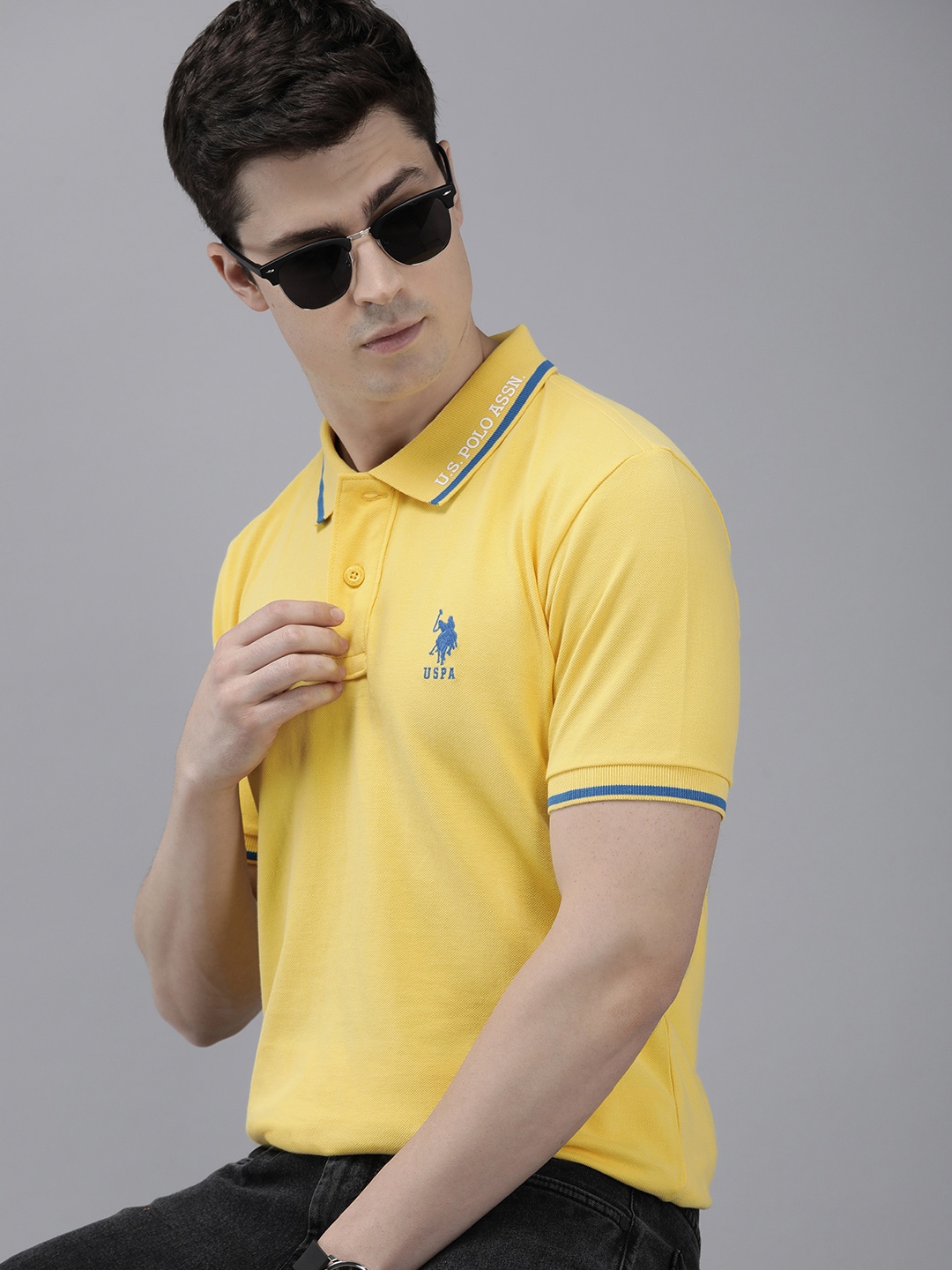 

U.S. Polo Assn. Pure Cotton Slim Fit Polo Collar Casual T-shirt, Yellow